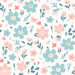 Fototapeta premium Floral Seamless Pattern – Elegant Botanical Background Design