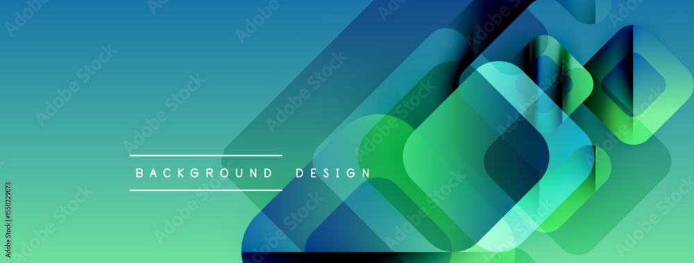 Aufkleber abstract geometric shapes overlap, creating vibrant blue, green gradient. modern design element for 