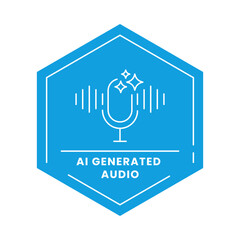 AI Generated Audio Vector Icon. Microphone with Sound Waves. Automated Audio Creation, Voice Synthesis, Digital Sound Design, AI Audio Tools.