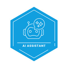 AI Assistant Vector Icon. Robot Face with Thinking Bubbles. Virtual Assistant, AI-Powered Task Automation, Productivity Enhancement, Smart Assistant Solutions.