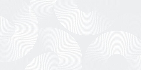 Modern white glowing geometric lines on gray background. Modern shiny blue circle lines pattern. Futuristic abstract art modern design