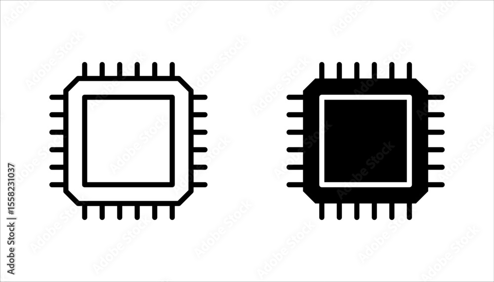 Poster processor icon set, micro chip processor icon vector element design template web, vector illustratio