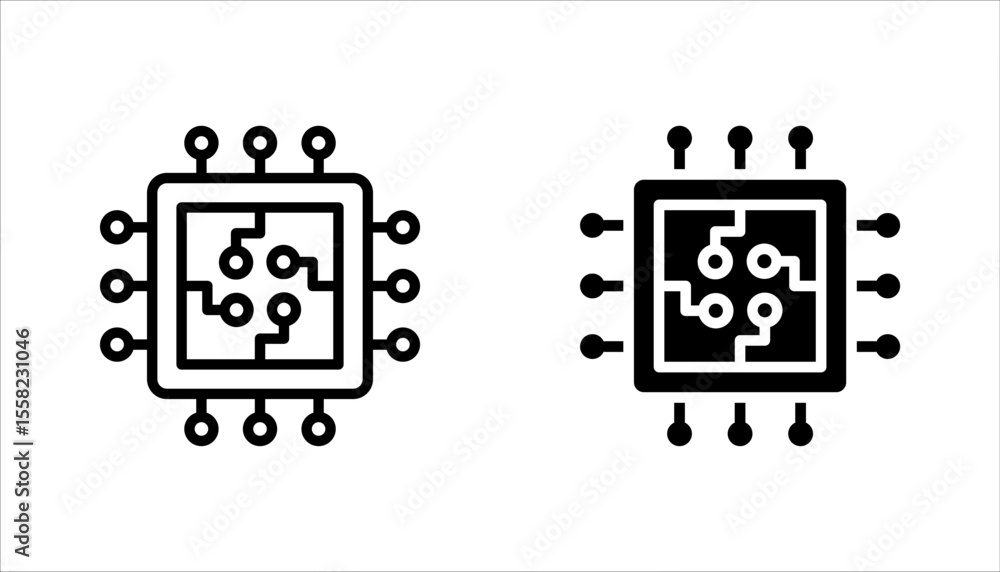 Poster processor icon set, micro chip processor icon vector element design template web, vector illustratio