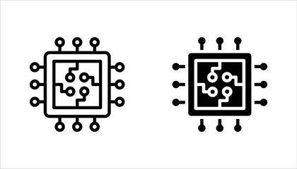processor icon set, micro chip processor icon vector element design template web, vector illustration on white background