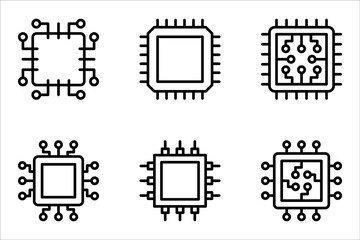 processor icon set, micro chip processor icon vector element design template web, vector illustration on white background