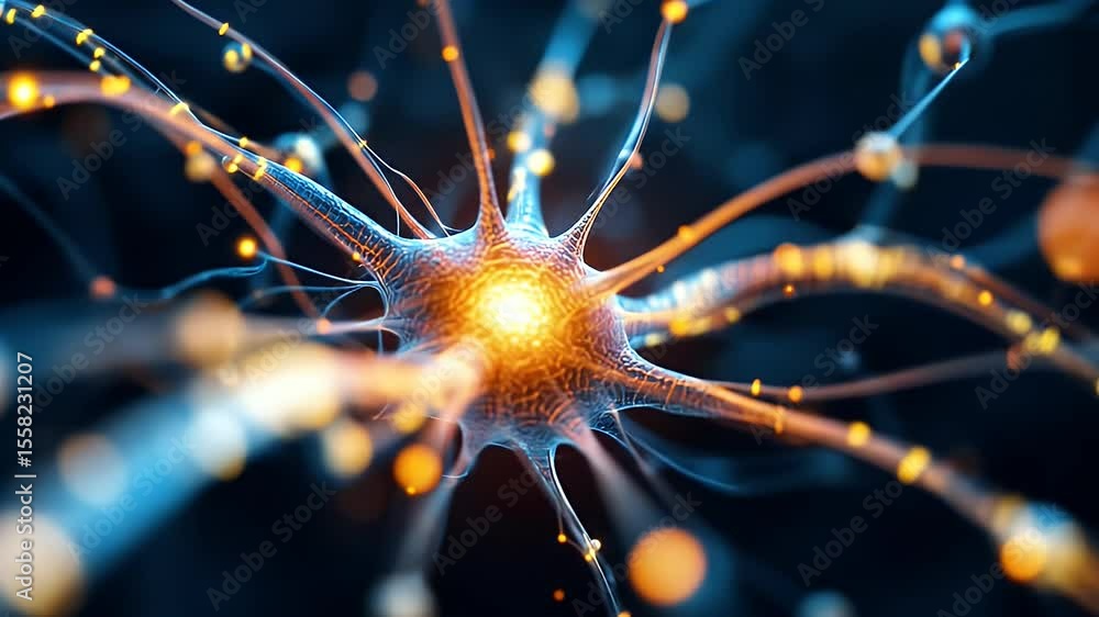 Poster neural network connection in glowing detail