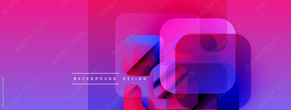 Aufkleber Abstract vibrant background. Overlapping rounded squares create dynamic visual effect. Gradient colors blend smoothly, modern design.