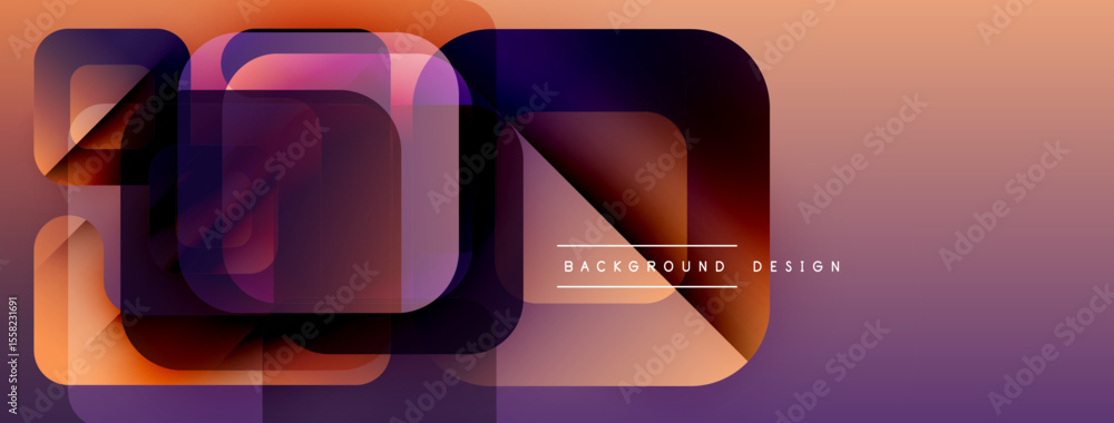 Aufkleber Abstract geometric shapes overlap, creating vibrant gradient effect. Warm colors dominate composition, with text element present.