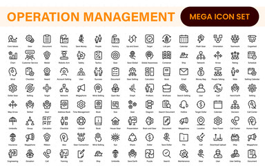 Operation management line icons. For website marketing design, logo, app, template, ui, etc. Outline icon collection.