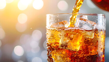 グラスに注がれる炭酸飲料