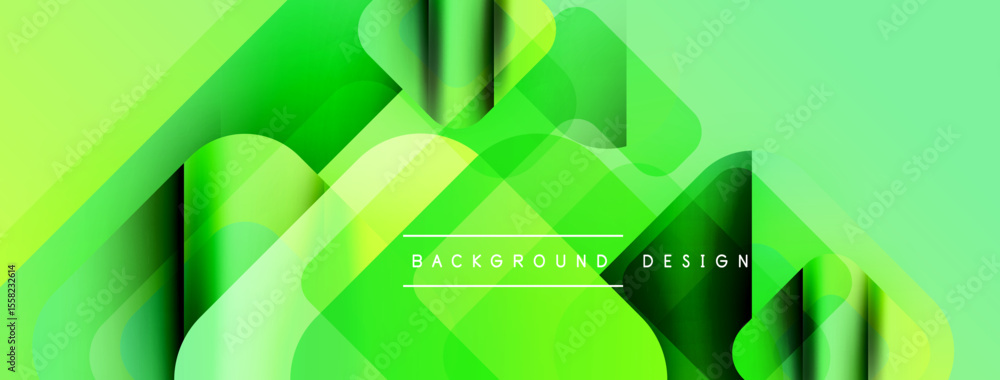 Aufkleber Abstract green background. Overlapping layers create dynamic visual effect. Modern design elements suggest technology, innovation.