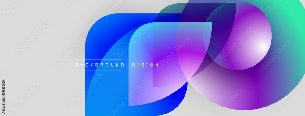 Poster Abstract flowing shapes, vibrant colors blend. Modern design elements create dynamic visual impact. Gradient hues dominate composition.