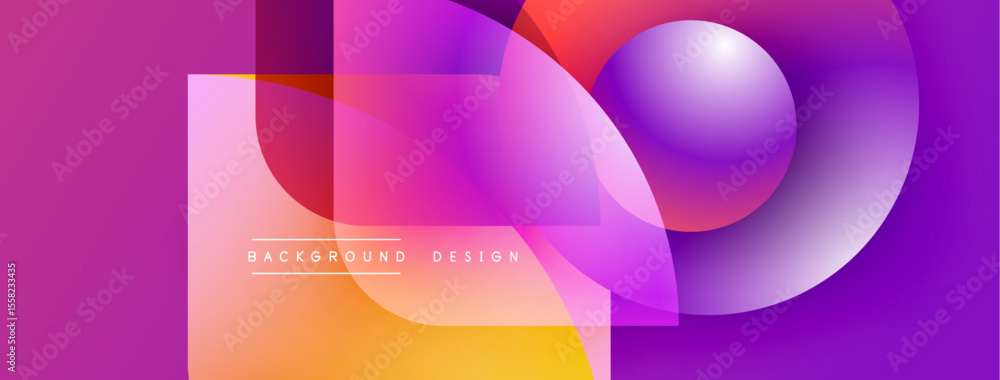 Poster Abstract vibrant design. Overlapping shapes create dynamic gradient effect. Modern composition, suitable for backgrounds, presentations.