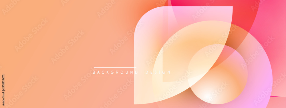 Poster Abstract gradient shapes overlap, creating soft visual effect. Peach, pink hues dominate design. Minimal text present.