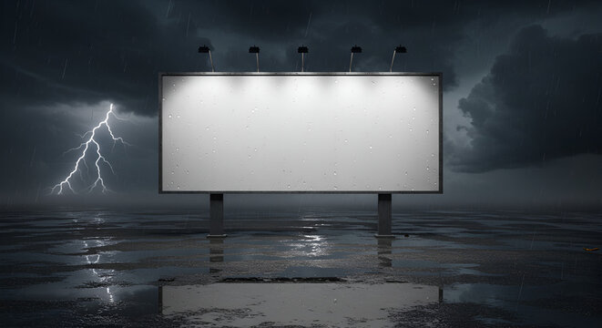 Blank billboard in stormy weather