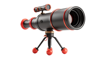 Black and Red Telescope for Stargazing Astronomy Space Exploration on transparent background