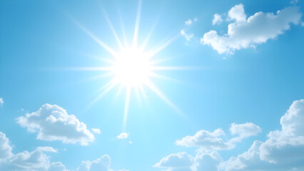 Bright sunny day with fluffy clouds in a clear blue sky backdrop image