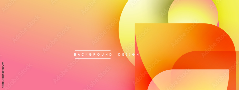 Poster Abstract gradient background. Overlapping shapes create dynamic visual effect. Warm colors dominate composition, offering modern aesthetic.