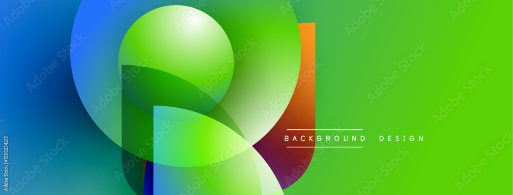 Poster Abstract vibrant shapes overlap. Gradient colors blend, creating dynamic visual effect. Modern design element for backgrounds.