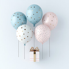 Balloons, Gift Box, and Pastel Colors for a Celebration made with generating AI