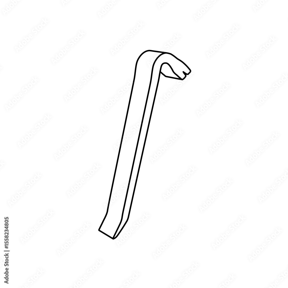 Poster the outline of a large crowbar symbol is made with black lines. 3d view of the object in perspective