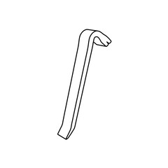 The outline of a large crowbar symbol is made with black lines. 3D view of the object in perspective. Vector illustration on white background