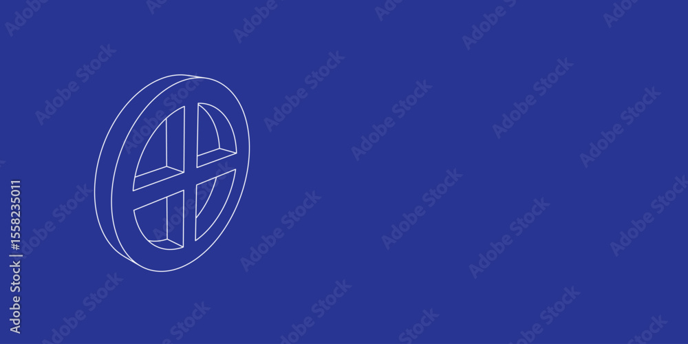 Aufkleber the outline of a large astrological earth symbol made of white lines on the left. 3d view of the obj