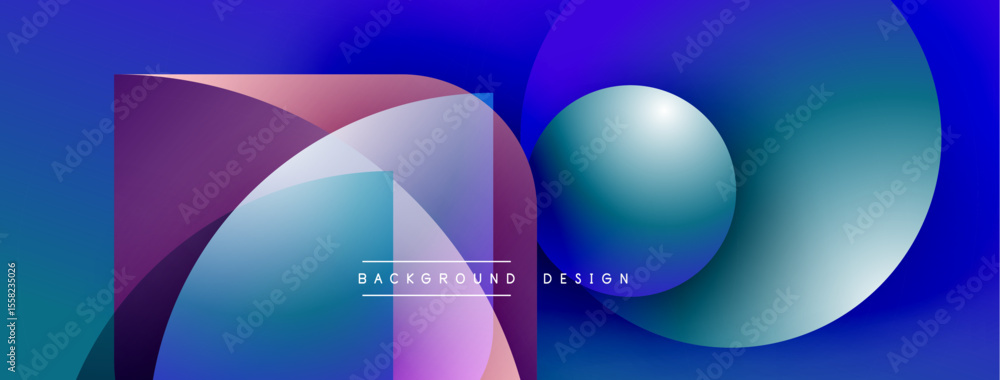 Poster Abstract gradients overlap, creating dynamic visual effect. Blue, purple hues dominate composition. Text reads background design. Modern, fluid shapes present.