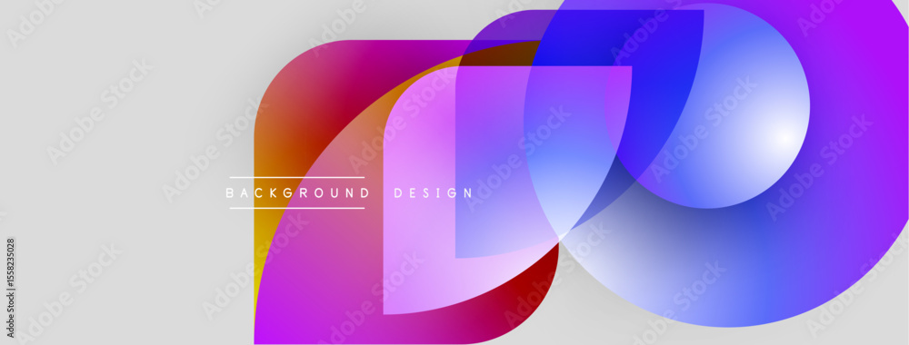 Leinwandbilder Abstract colorful overlapping shapes. Gradient hues create dynamic visual effect. Modern design element for backgrounds, presentations.