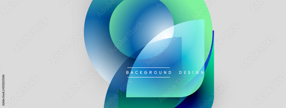 Poster abstract flowing shapes, blue, green gradients. modern design element for backgrounds, presentations
