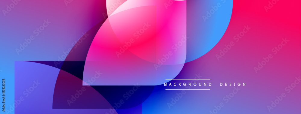 Poster Abstract vibrant design. Overlapping shapes create dynamic colorful gradients. Modern aesthetic suitable for digital backgrounds, presentations.
