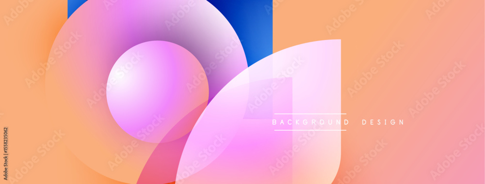 Poster abstract shapes overlap, creating soft gradients. peach, pink, blue hues blend seamlessly. modern de