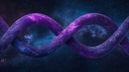 Abstract Cosmic Design with Infinite Loop in Vibrant Purple and Blue Against Starry Background