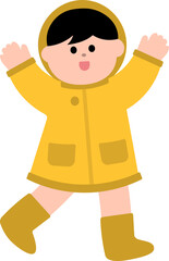 kid in raincoat and rain boots 