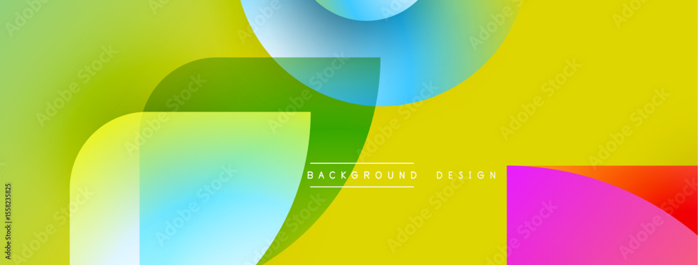 Poster Abstract colorful background. Overlapping shapes create vibrant visual effect. Modern design elements present smooth gradients.