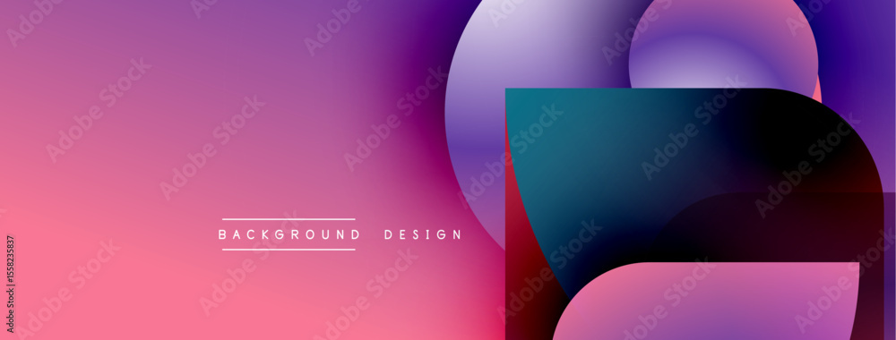 Poster Abstract gradient background. Pink, purple hues blend smoothly. Overlapping shapes create modern visual effect. Minimalist design.