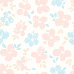 Fototapeta premium Floral Seamless Pattern – Elegant Botanical Background Design