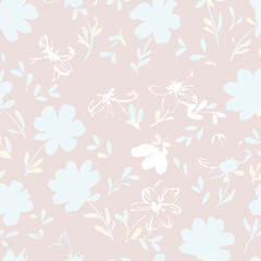 Fototapeta premium Floral Seamless Pattern – Elegant Botanical Background Design