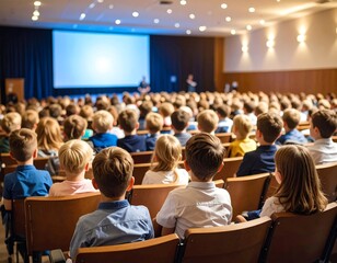Large audience watching a presentation