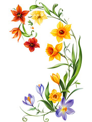 Fototapeta premium Floral arrangement design botanical garden digital artwork vibrant colors close-up view nature inspiration