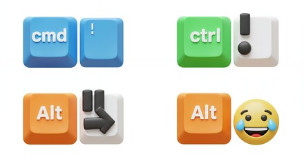 Colorful computer keyboard keys illustration