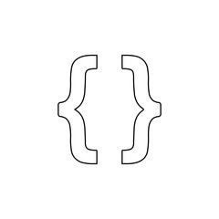 A large black outline curly brackets symbol on the center. Illustration on transparent background