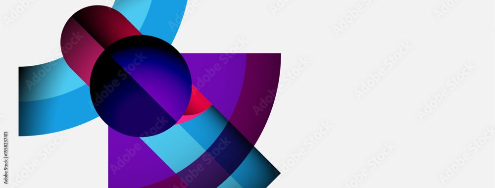 Leinwandbilder Abstract geometric composition. Overlapping shapes create vibrant color gradients, dynamic visual effect. Modern design elements present.