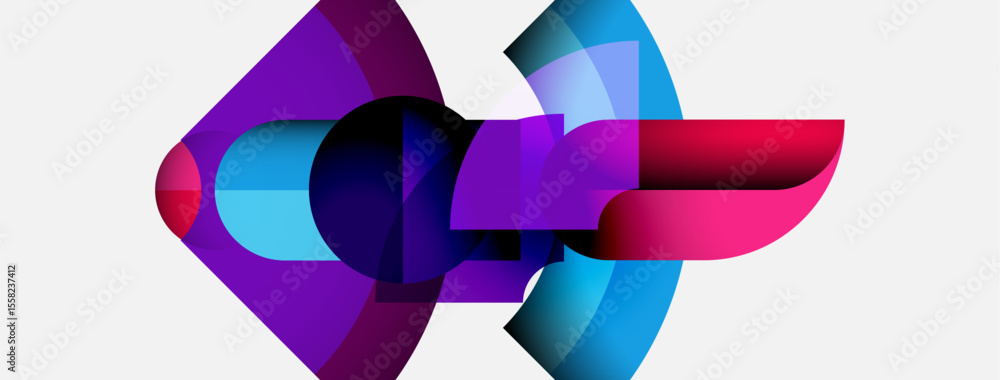 Aufkleber Abstract shapes overlap, creating vibrant color gradients. Composition feels modern, dynamic, visually interesting. Smooth transitions dominate design.