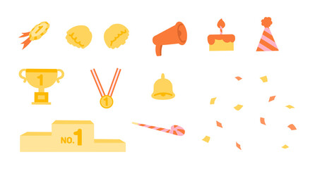 sports day icons. hand drawn plat vector set