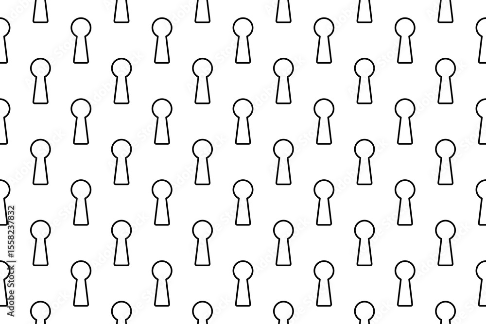 Poster seamless pattern completely filled with outlines of keyhole symbols. elements are evenly spaced. ill