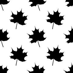Maple leaf seamless pattern. Vector illustration.