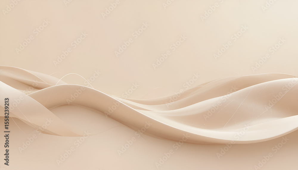 Poster gentle flowing ribbons of beige create a soft, calming abstract wave pattern, perfect for subtle bac