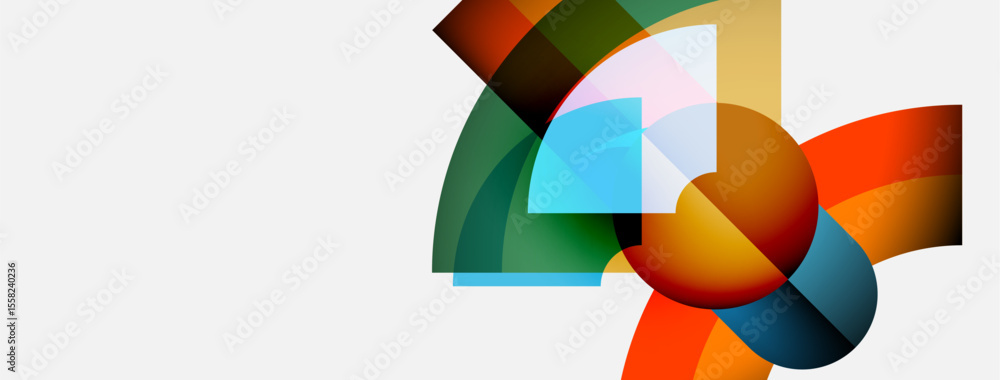 Poster Abstract colorful shapes overlap, creating dynamic composition. Modern design features vibrant hues, smooth gradients. Minimalist aesthetic.