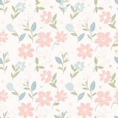 Floral Seamless Pattern &ndash; Elegant Botanical Background Design